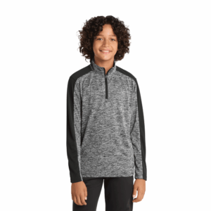 Youth PosiCharge Electric Heather Colorblock 1/4-Zip Pullover